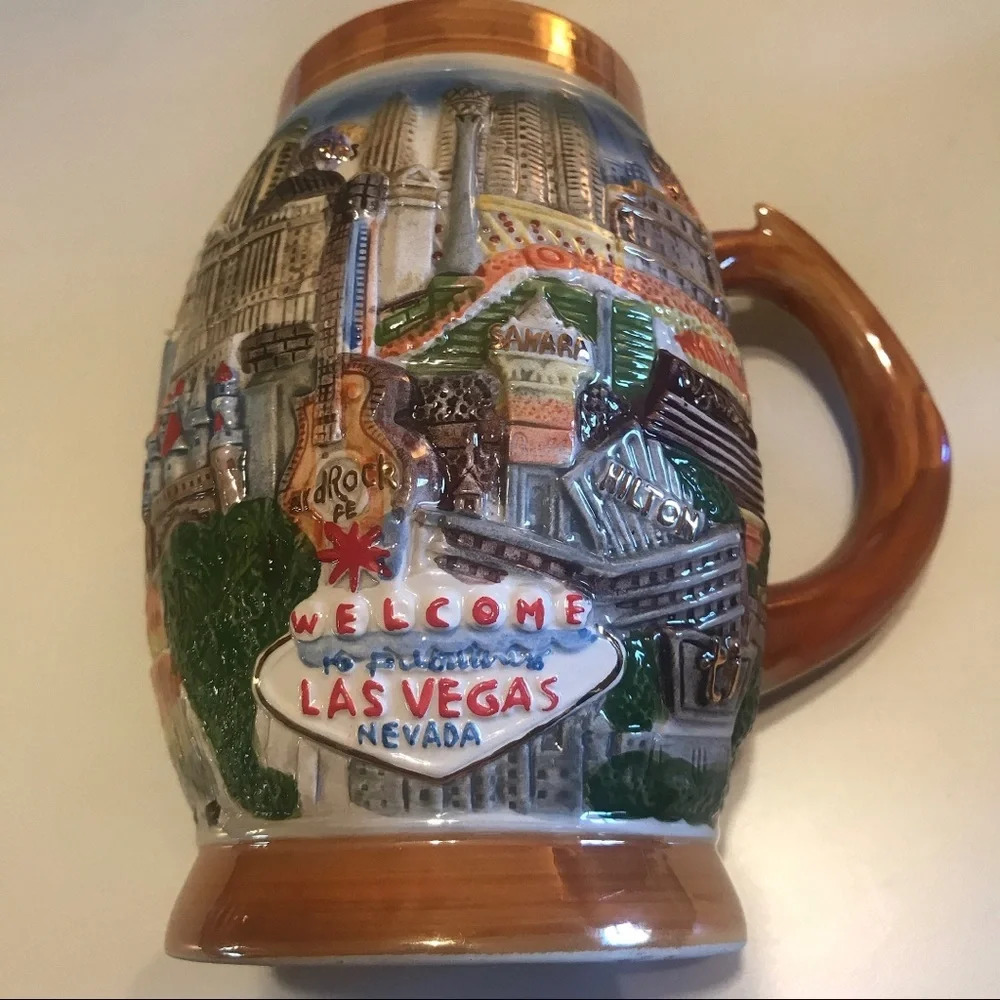 Las Vegas Ceramic Beer Mug vintage
